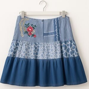 One Body of Love by Steve Barraza Large Vintage Lined Ruffled Skirt W Embroidery